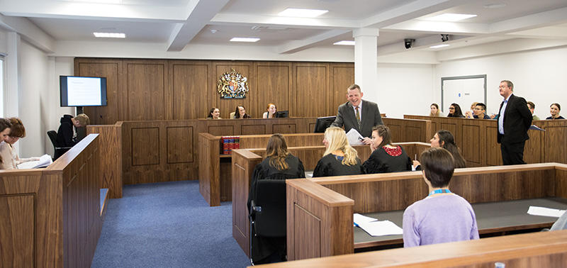 Law students study in The 's own Court Room